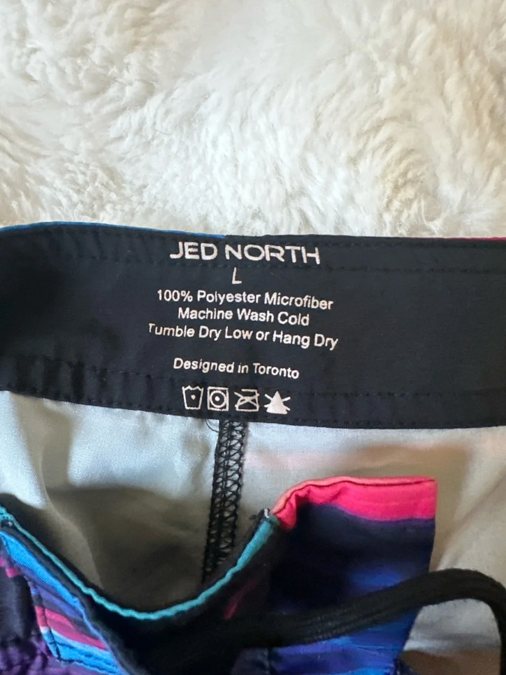 Jed North Large Men's Black Multi-Stripe Swim/Board Shorts